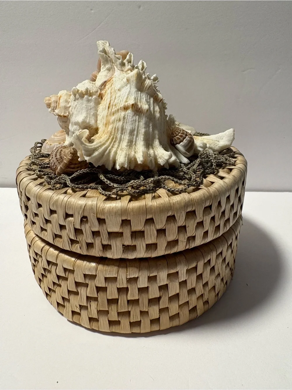 Natural Woven Shell coaster Box - Beige